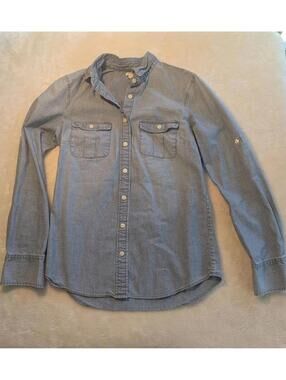 J Crew Blue Denim Button-Up Shirt with Chest Pockets
